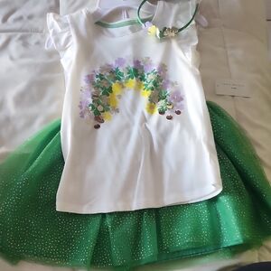 Green and White Kids Fairy Costume